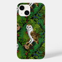 Owls, ferns, oak and berries Case-Mate iPhone 14 case