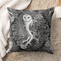 Owls, ferns, oak and berries 4 throw pillow