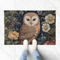 Beautiful owl in the garden art nouveau style doormat