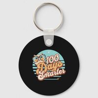 100 Days Smarter Owl Retro Teacher Kids 100 Days O Keychain