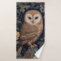 Beautiful owl in the garden art nouveau style bath towel