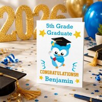 Hoot Hooray 5th Grade Graduation Owl Card