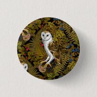 Owls, ferns, oak and berries 2 button