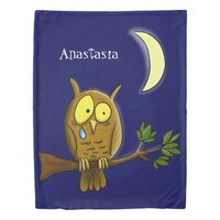 Sad owl with tear and moon missing you cartoon duvet cover