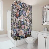 Owl and Flowers, William Morris Shower Curtain
