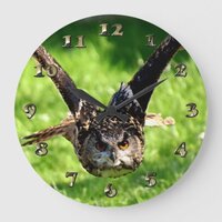 Wild Eagle Owl in Full Flight Large Clock
