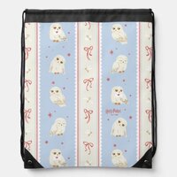 Hedwig Owl Post Stripe Pattern Drawstring Bag
