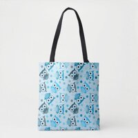 Cute cyan colorful owl pattern tote bag