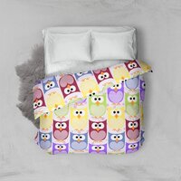Cute Owls, Owl Pattern, Baby Owls, Colorful Owls Duvet Cover
