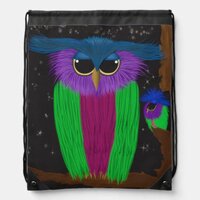 The Prismatic Crested Owl Drawstring Backpack