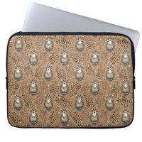 Brown Owl Illustrated Woodland Pattern Laptop Sleeve