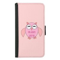 Cute Love Message Owl Samsung Wallet Case