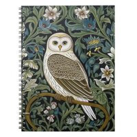 White owl art nouveau style notebook