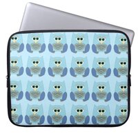 Cute Blue Owls Pattern Laptop Sleeve