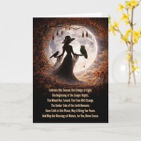 Autumn Equinox Mabon Boho Lady Raven Owl Moon Card
