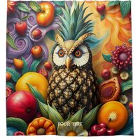 Fantasy Cute Serene Pineapple Owl Shower Curtain