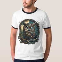 Cybernetic Owl Nature vs Technology Steampunk T-Shirt