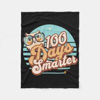 100 Days Smarter Owl Retro Teacher Kids 100 Days O Fleece Blanket