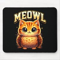 Meowl Funny Meow Cat Owl Brainrot Meme Teen Kids  Mouse Pad
