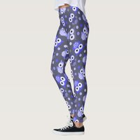 Cute blue colorful owl pattern leggings