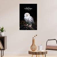 Majestic winter snowy owl monogram custom name poster