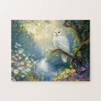 Enchanted Owl Flowers and Forest Jigsaw Puzzle