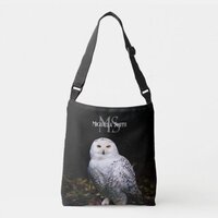 Majestic winter snowy owl monogram custom name crossbody bag