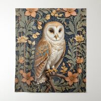 Beautiful Vintage Barn Owl William Morris Inspired Tapestry