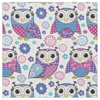 Funky Retro Owls Fabric