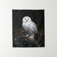 Majestic winter snowy owl tapestry