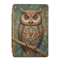 Elegant retro owl forest greenery  iPad mini cover