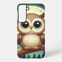 Cute baby owl at night with moon samsung galaxy s22+ case
