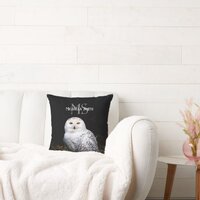 Majestic winter snowy owl monogram custom name throw pillow