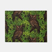 Owls in the oak tree, green and brown doormat