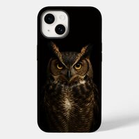 Black 4 Luxe iPhone 14 Case-Mate, Golden Eye Owl Case-Mate iPhone 14 Case