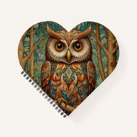 Elegant retro owl boho bohemian forest greenery notebook