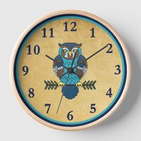 Nordic Folk Art Owl Clock