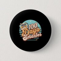 100 Days Smarter Owl Retro Teacher Kids 100 Days O Button