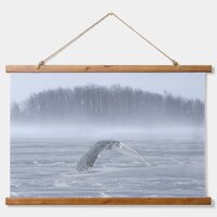 Snowy Owl Flying In Winter Hanging Tapestry