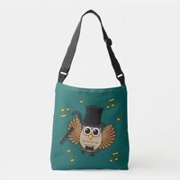 Cute Dancing Owl with Music Notes Cartoon Crossbody Bag