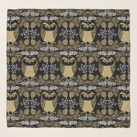 Nature Owl Folk Art Scarf