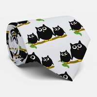 Black Owls Design Any Colour Background Neck Tie