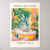 Snowy Owl In Bathtub Poster, Funny Bathroom Wall A Poster