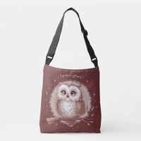 Cute Owl Illustration Whimsical Cottagecore Art Crossbody Bag