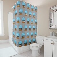 Snow Globe with Three Gnome Owls Shower Curtain