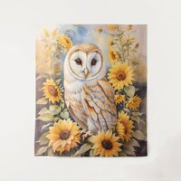 Beautiful Barn Owl And Sunflowers Tapestry