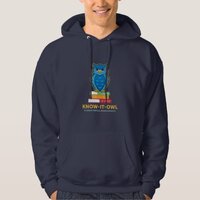 Know It Owl Navy Adult Size  Hoodie