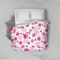 Pattern Of Owls, Cute Owls, Pink Owls, Hearts Duvet Cover