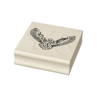 Black and White Tribal Flying Owl Rubber Stamp