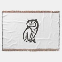 Owl Symbol Black Throw Blanket